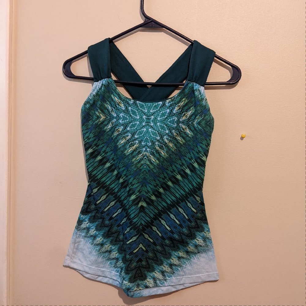 Prana green Phoebe crossback tank shelf bra XS